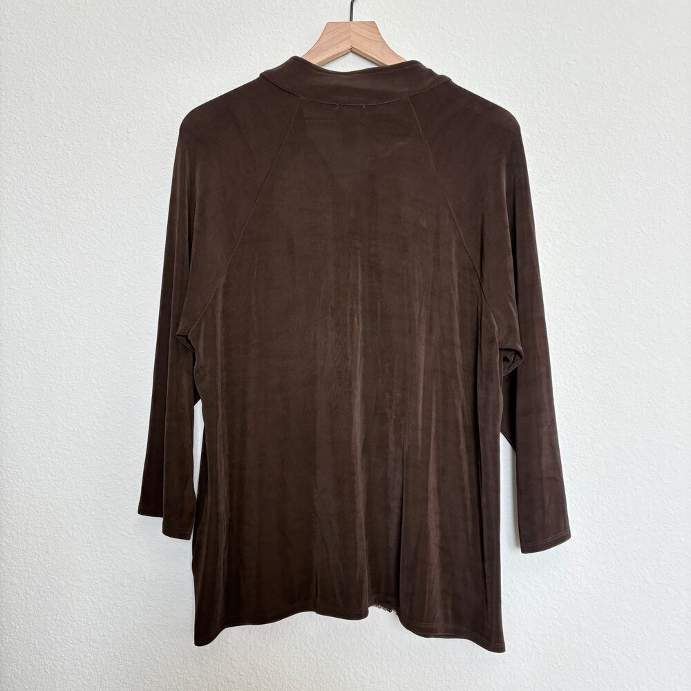 Chico’s Travelers Sequin Jacket Brown Animal Print Zip Up Size 3 (XL/16-18) - Picture 3 of 7